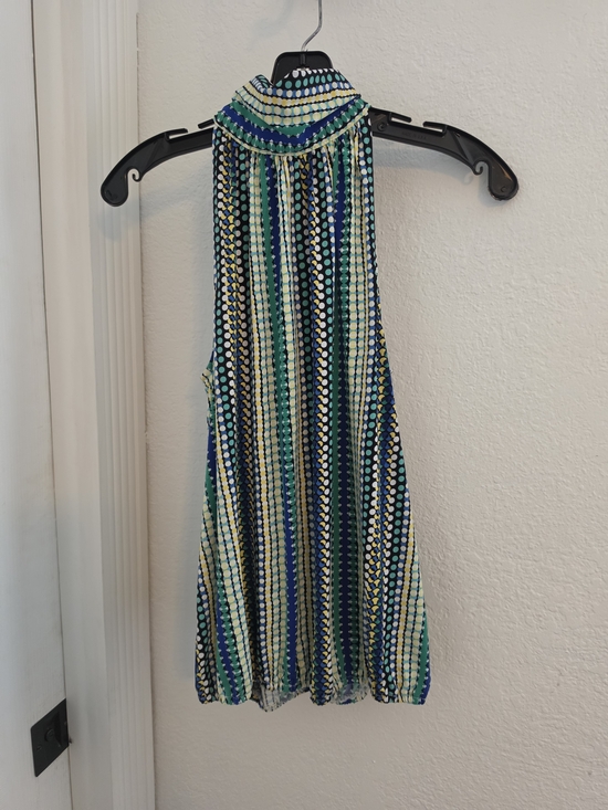 Laundry By Shelli Segal Tops - Laundry By Shelli Segal Green & Blue Halter Tank Top with Dot Stripe Print